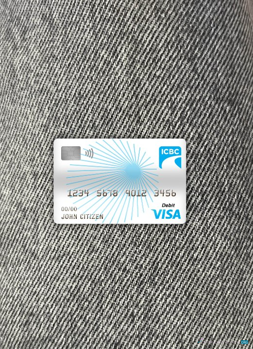 Editierbare Herunterladen China Industrial und Kommerziell Bank Visa Debit Karte Foto-Look Vorderseite Photoshop Vorlage