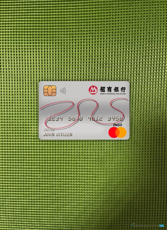 Professionelle Herunterladen China Merchants Bank Master Debit Karte Foto-Look Vorderseite Photoshop Vorlage