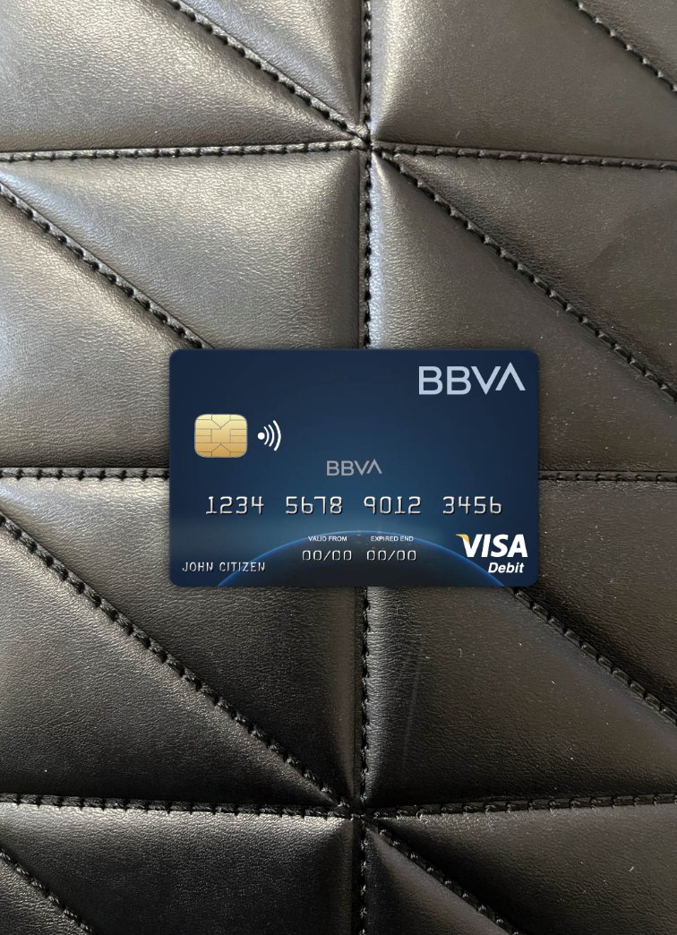 Professionelle Herunterladen Kolumbien BBVA Bank Visa Karte Foto-Look Vorderseite Photoshop Vorlage