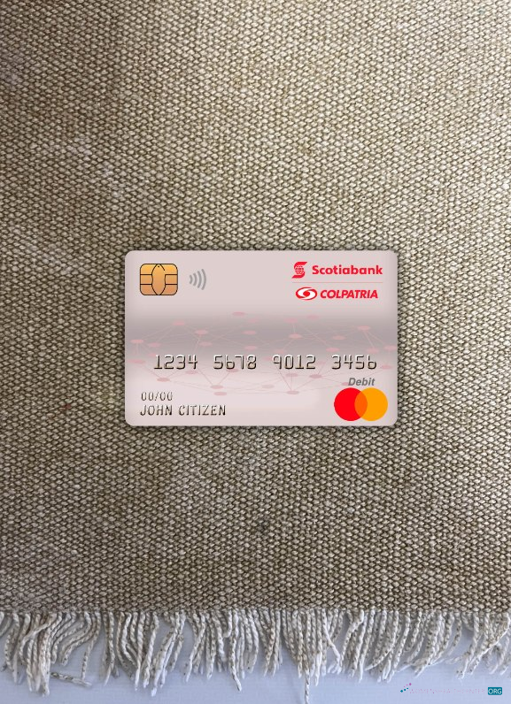 Premium Herunterladen Kolumbien Scotiabank Colpatria Bank Master Debit Karte Foto-Look Vorderseite Photoshop Vorlage