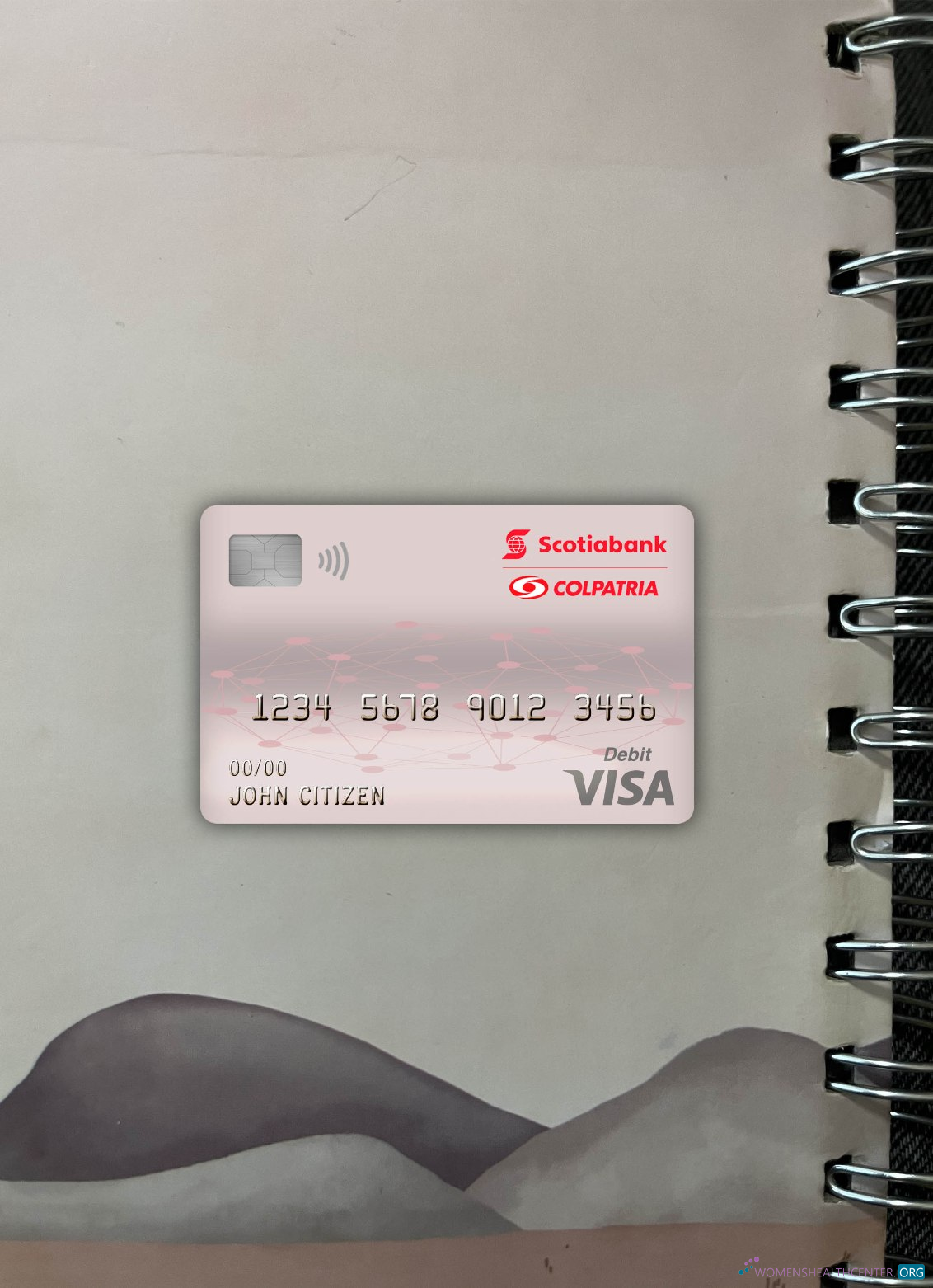 Editierbare Herunterladen Kolumbien Scotiabank Colpatria Bank Visa Debit Karte Foto-Look Vorderseite Photoshop Vorlage