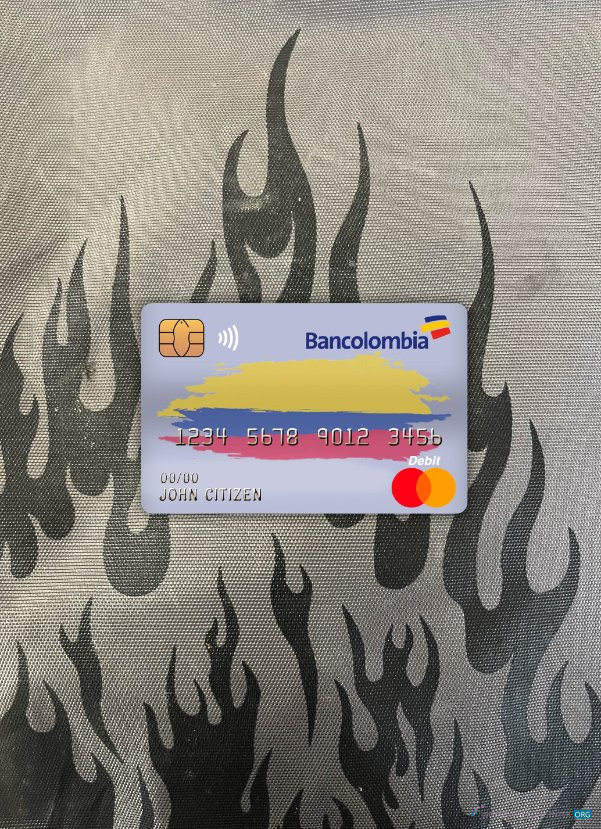 Hochwertige Herunterladen Kolumbien Bancolombia Bank Master Debit Karte Foto-Look Vorderseite Photoshop Vorlage