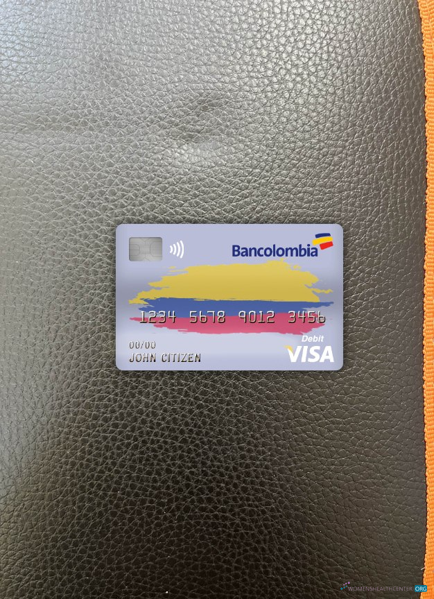 Hochwertige Herunterladen Kolumbien Bancolombia Bank Visa Debit Karte Foto-Look Vorderseite Photoshop Vorlage