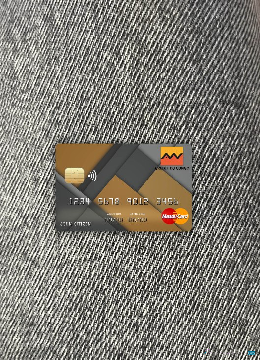 Hochwertige Herunterladen Kongo Kredit Bank Mastercard Foto-Look Vorderseite Photoshop Vorlage