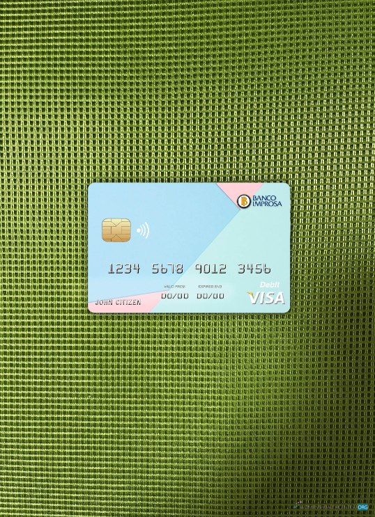 Realistische Herunterladen Costa Rica Improsa Bank Visa Karte Foto-Look Vorderseite Photoshop Vorlage
