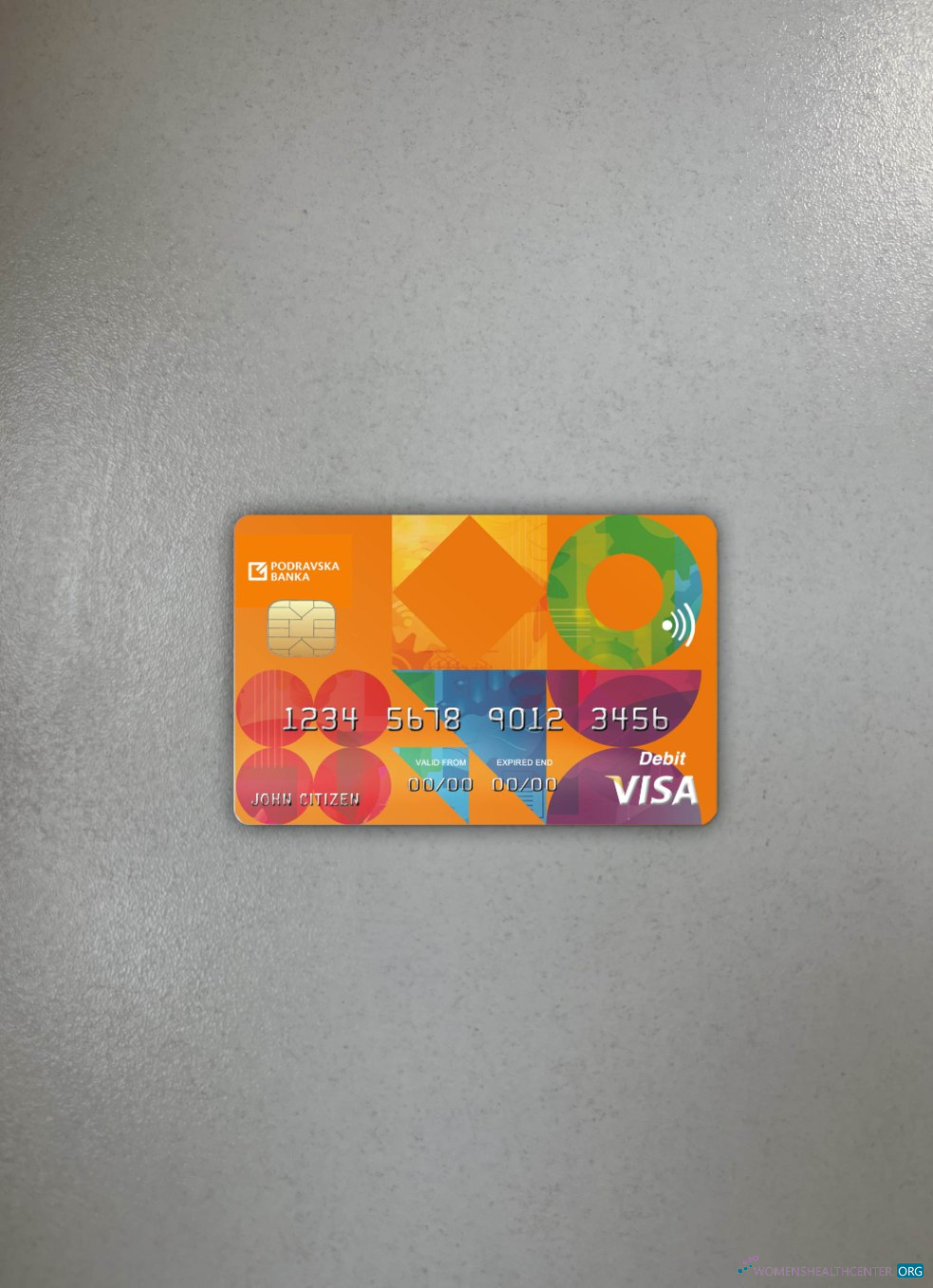 Realistische Herunterladen Kroatien Podravska Bank Visa Karte Foto-Look Vorderseite Photoshop Vorlage