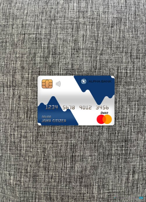 Premium Herunterladen Zypern Alpha Bank Master Debit Karte Foto-Look Vorderseite Photoshop Vorlage