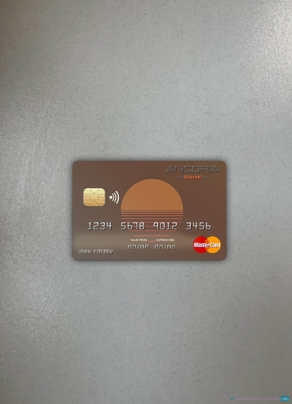 Realistische Herunterladen Zypern Ancoria Bank Mastercard Foto-Look Vorderseite Photoshop Vorlage