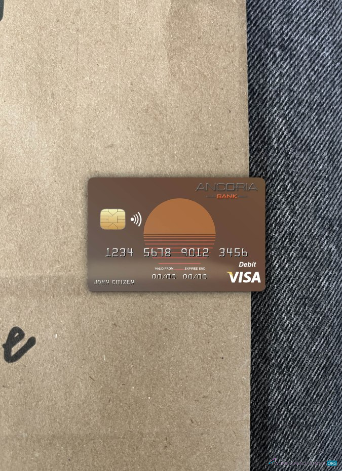 Editierbare Herunterladen Zypern Ancoria Bank Visa Karte Foto-Look Vorderseite Photoshop Vorlage