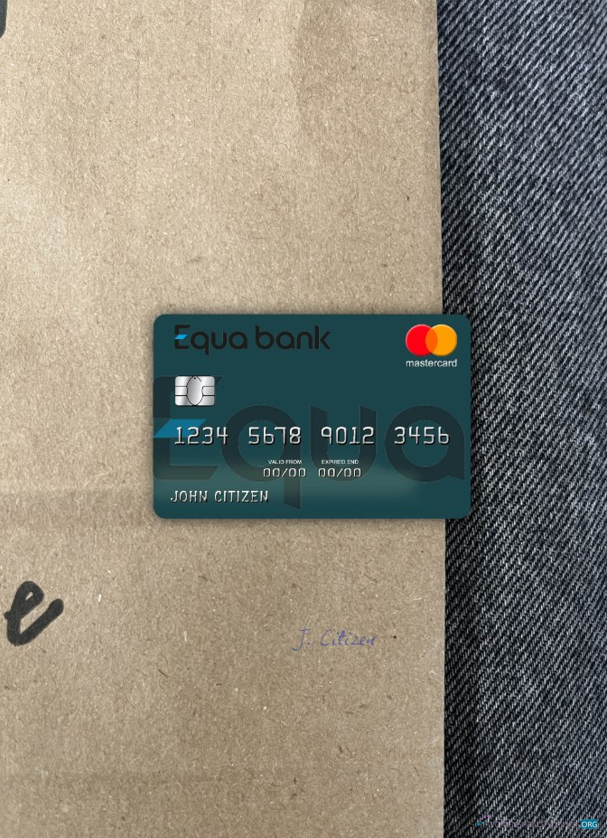 Hochwertige Herunterladen Tschechien Equa Bank Mastercard Foto-Look Vorderseite Photoshop Vorlage