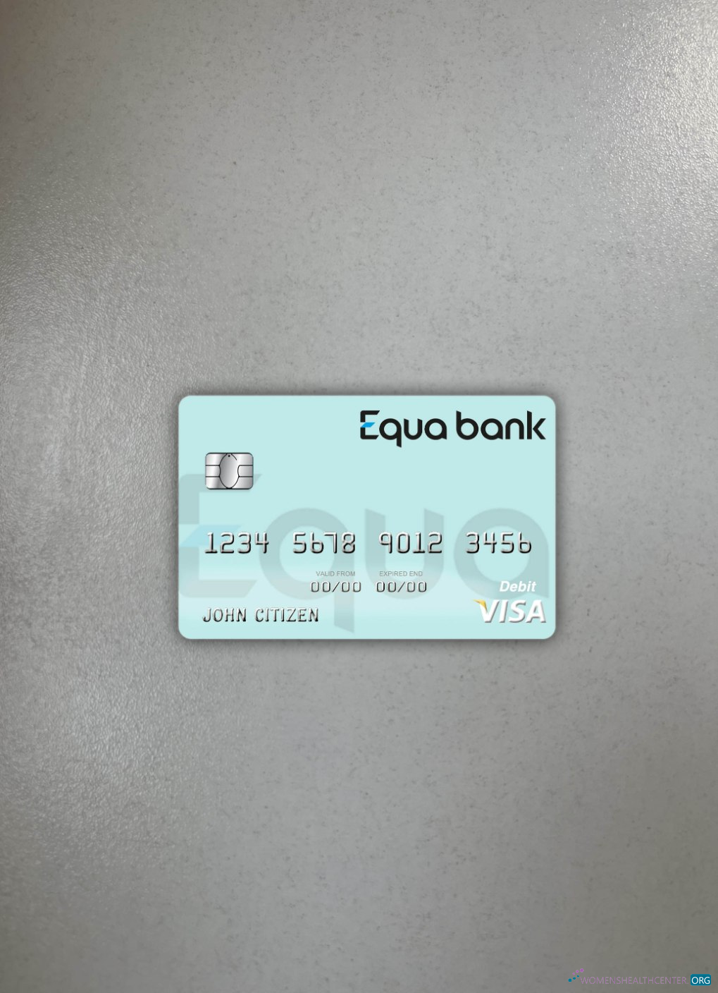 Realistische Herunterladen Tschechien Equa Bank Visa Debit Karte Foto-Look Vorderseite Photoshop Vorlage