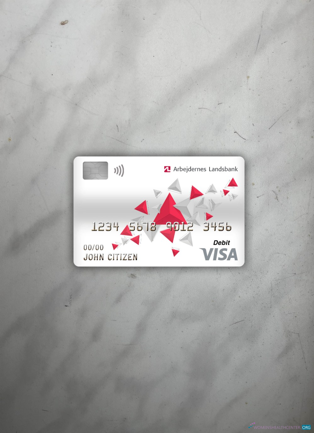 Professionelle Herunterladen Dänemark Arbejdernes Landsbank Bank Visa Debit Karte Foto-Look Vorderseite Photoshop Vorlage