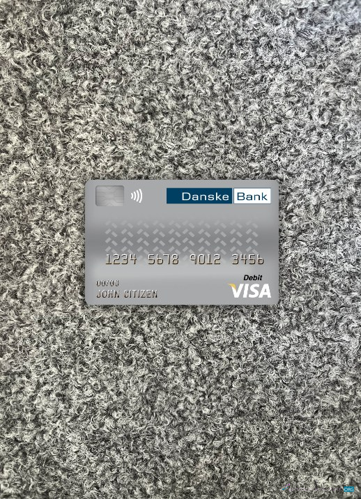 Professionelle Herunterladen Dänemark Danskebank Visa Debit Karte Foto-Look Vorderseite Photoshop Vorlage