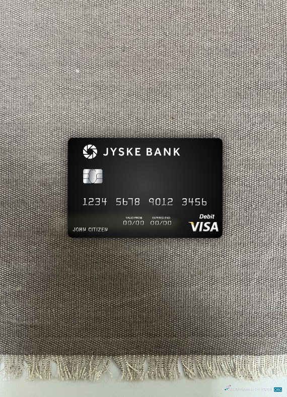 Realistische Herunterladen Dänemark Jyske Bank Visa Debit Karte Foto-Look Vorderseite Photoshop Vorlage