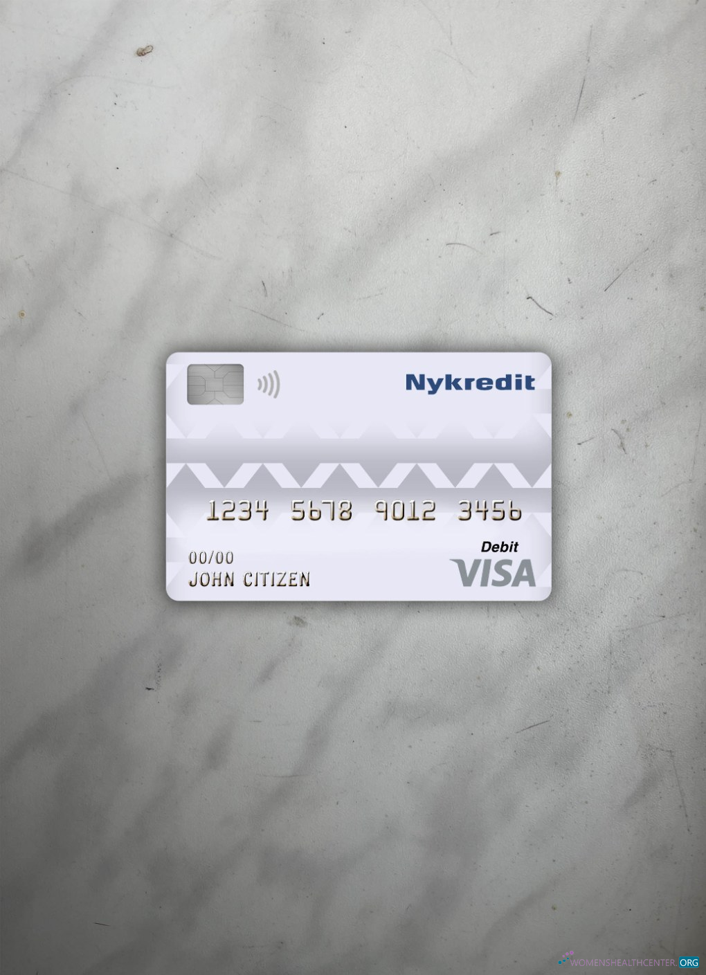 Premium Herunterladen Dänemark Nykredit Bank Visa Debit Karte Foto-Look Vorderseite Photoshop Vorlage