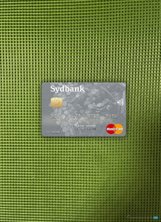 Realistische Herunterladen Dänemark Sydbank Mastercard Foto-Look Vorderseite Photoshop Vorlage