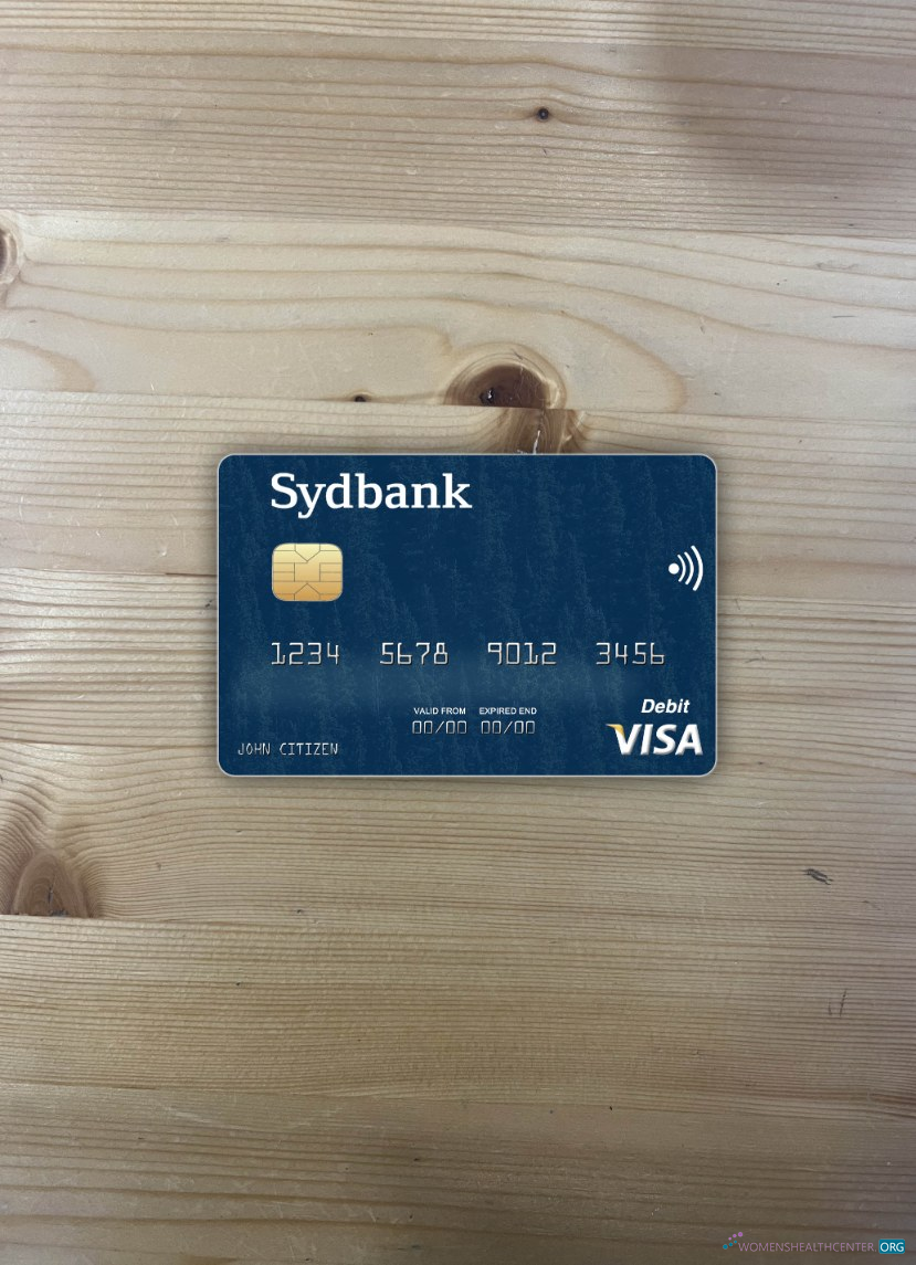 Realistische Herunterladen Dänemark Sydbank Visa Debit Karte Foto-Look Vorderseite Photoshop Vorlage