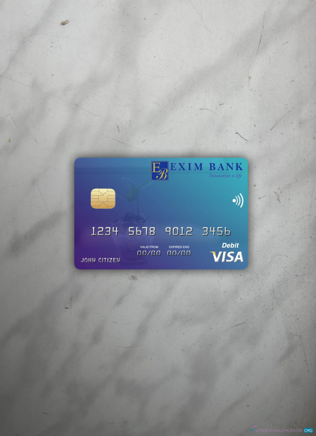 Editierbare Herunterladen Dschibuti Exim Bank Visa Debit Karte Foto-Look Vorderseite Photoshop Vorlage
