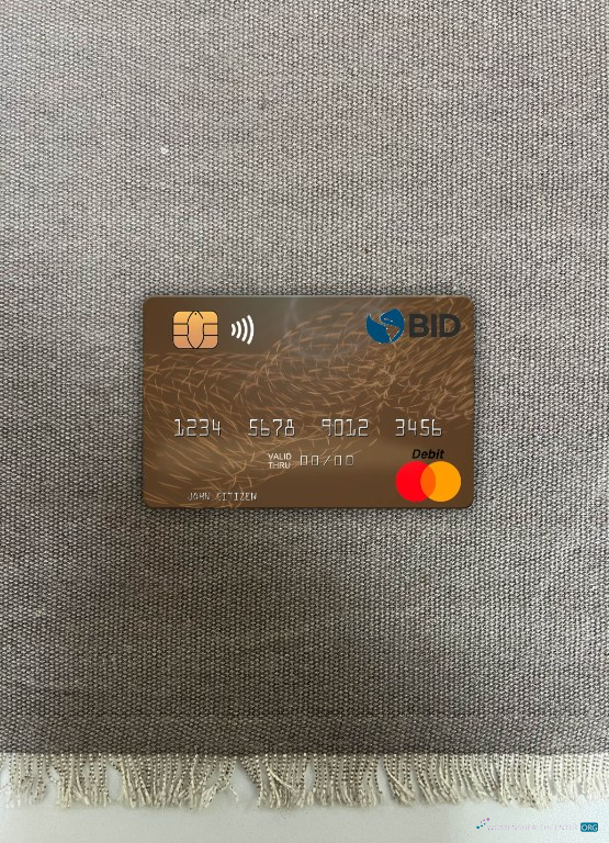 Realistische Herunterladen Dominikanische Republik Banco BID Mastercard Foto-Look Vorderseite Photoshop Vorlage