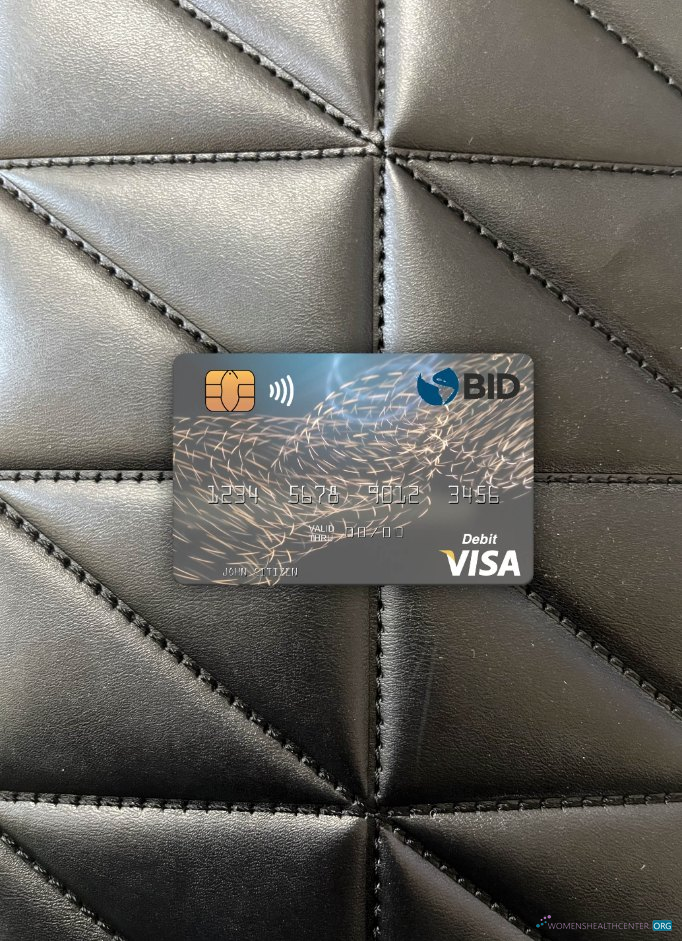 Premium Herunterladen Dominikanische Republik Banco BID Visa Debit Karte Foto-Look Vorderseite Photoshop Vorlage