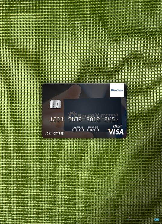 Editierbare Herunterladen Dominikanische Republik Banco Vimecan Visa Debit Karte Foto-Look Vorderseite Photoshop Vorlage