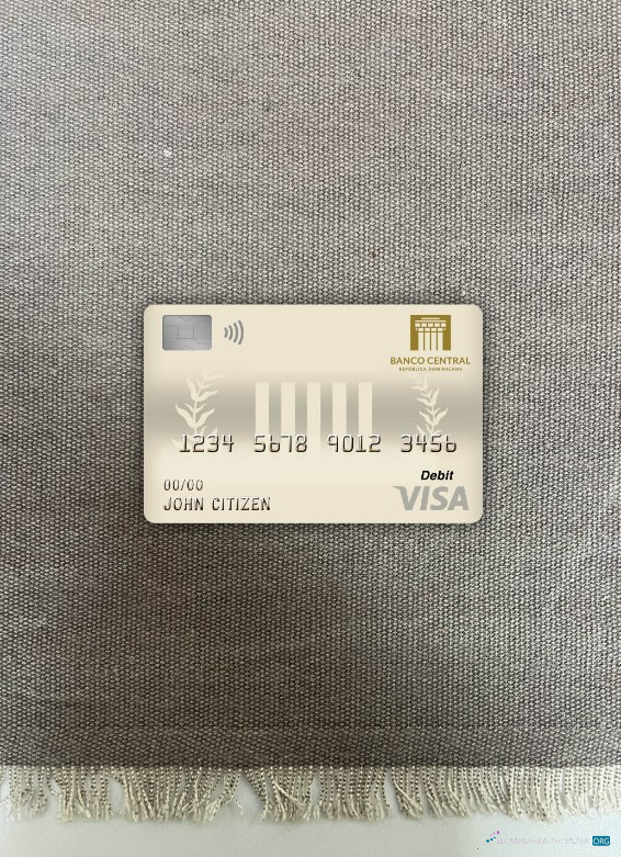 Professionelle Herunterladen Dominikanische Republik Zentral Bank Visa Debit Karte Foto-Look Vorderseite Photoshop Vorlage