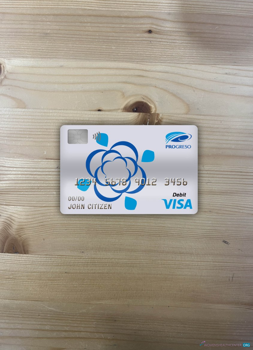 Professionelle Herunterladen Dominikanische Republik Progreso Bank Visa Debit Karte Foto-Look Vorderseite Photoshop Vorlage