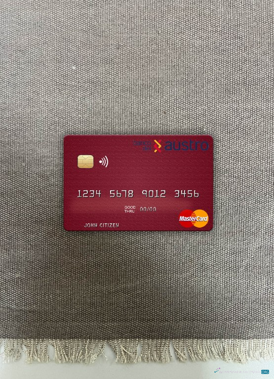 Hochwertige Herunterladen Ecuador Banco Del Austro Mastercard Foto-Look Vorderseite Photoshop Vorlage