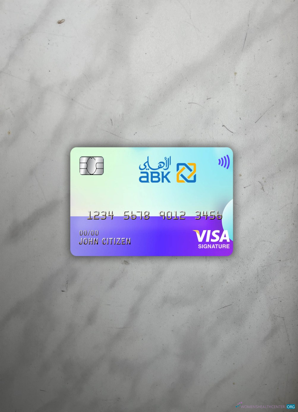 Editierbare Herunterladen Ägypten Al Ahli Bank von Kuwait Visa Signature Foto-Look Vorderseite Photoshop Vorlage