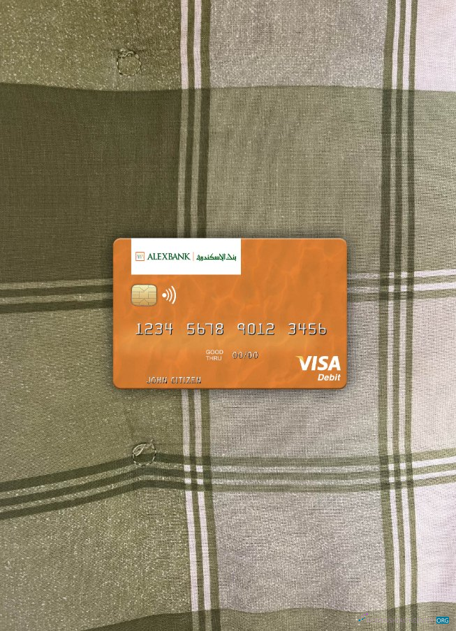 Professionelle Herunterladen Ägypten Bank von Alexandria Visa Debit Karte Foto-Look Vorderseite Photoshop Vorlage