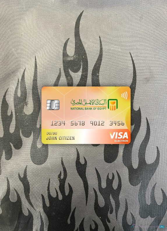 Professionelle Herunterladen Ägypten National Bank Visa Electron Karte Foto-Look Vorderseite Photoshop Vorlage