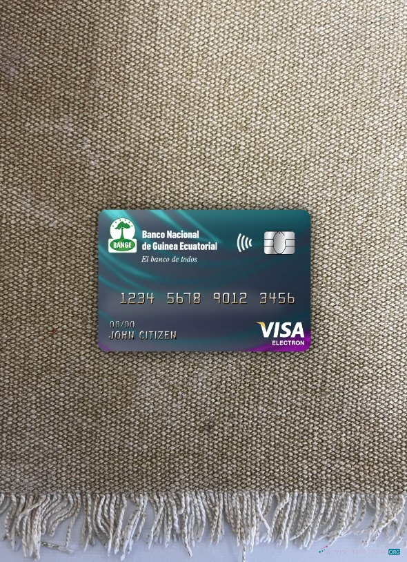 Professionelle Herunterladen Equatorial Guinea National Bank Visa Electron Karte Foto-Look Vorderseite Photoshop Vorlage