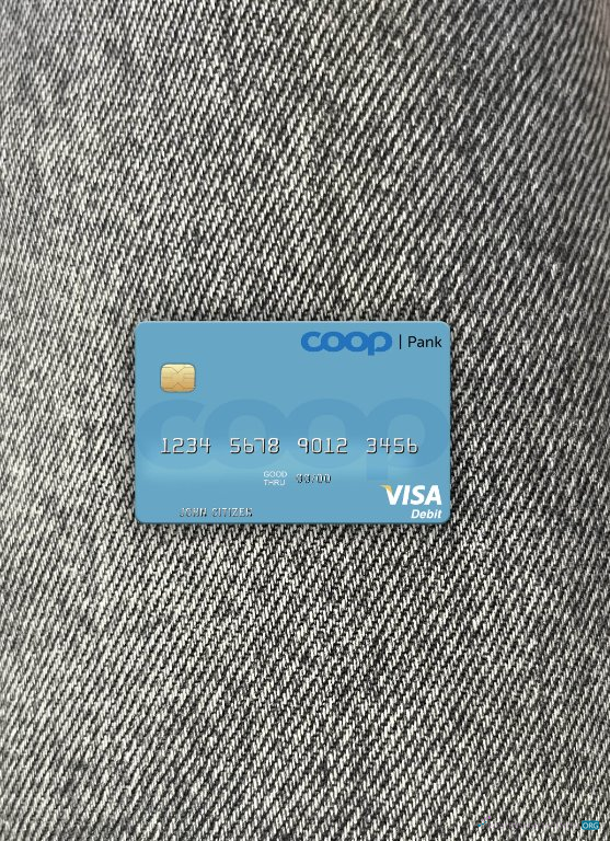 Editierbare Herunterladen Estland Coop Pank Visa Debit Karte Foto-Look Vorderseite Photoshop Vorlage