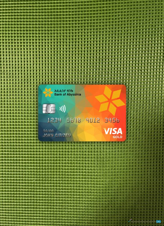 Hochwertige Herunterladen Äthiopien Bank von Abyssinia Bank Visa Gold Karte Foto-Look Vorderseite Photoshop Vorlage