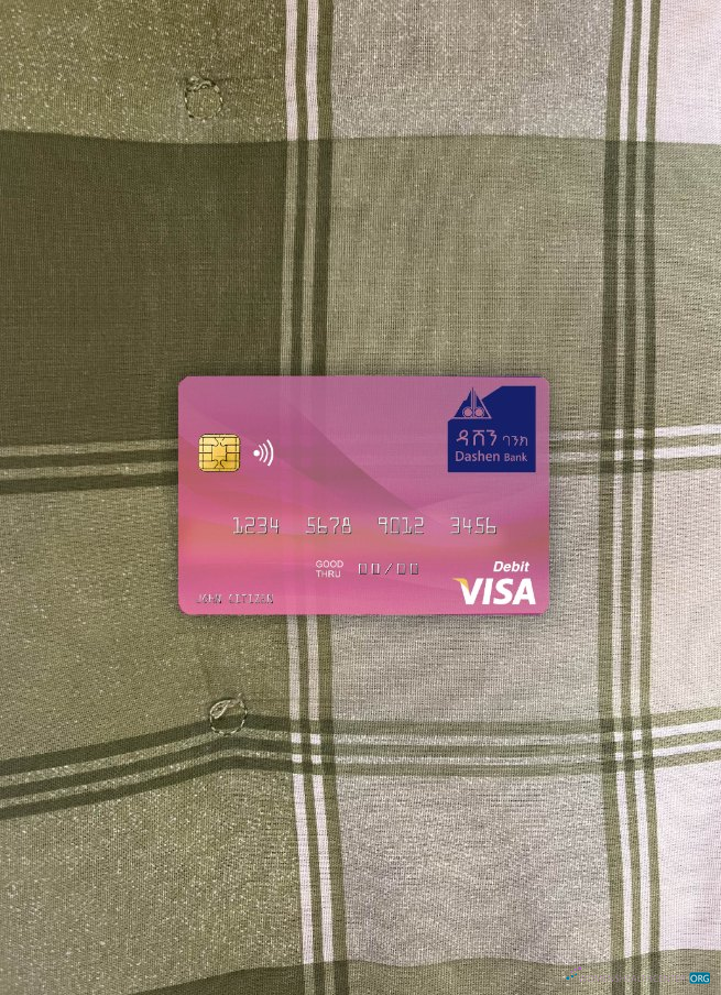 Hochwertige Herunterladen Äthiopien Dashen Bank Visa Debit Karte Foto-Look Vorderseite Photoshop Vorlage