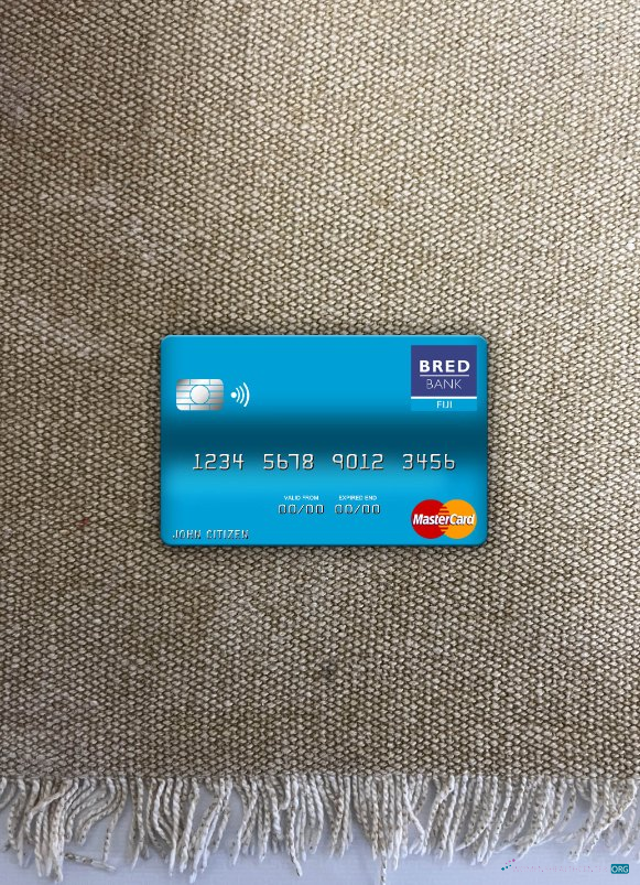 Editierbare Herunterladen Fiji BRED Bank Mastercard Foto-Look Vorderseite Photoshop Vorlage