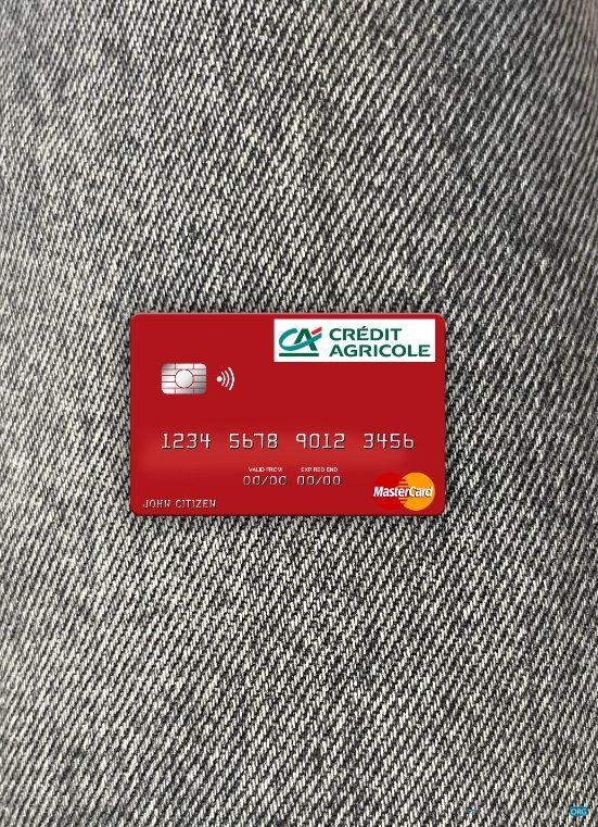 Hochwertige Herunterladen Frankreich Kredit Agricole Bank Mastercard Foto-Look Vorderseite Photoshop Vorlage