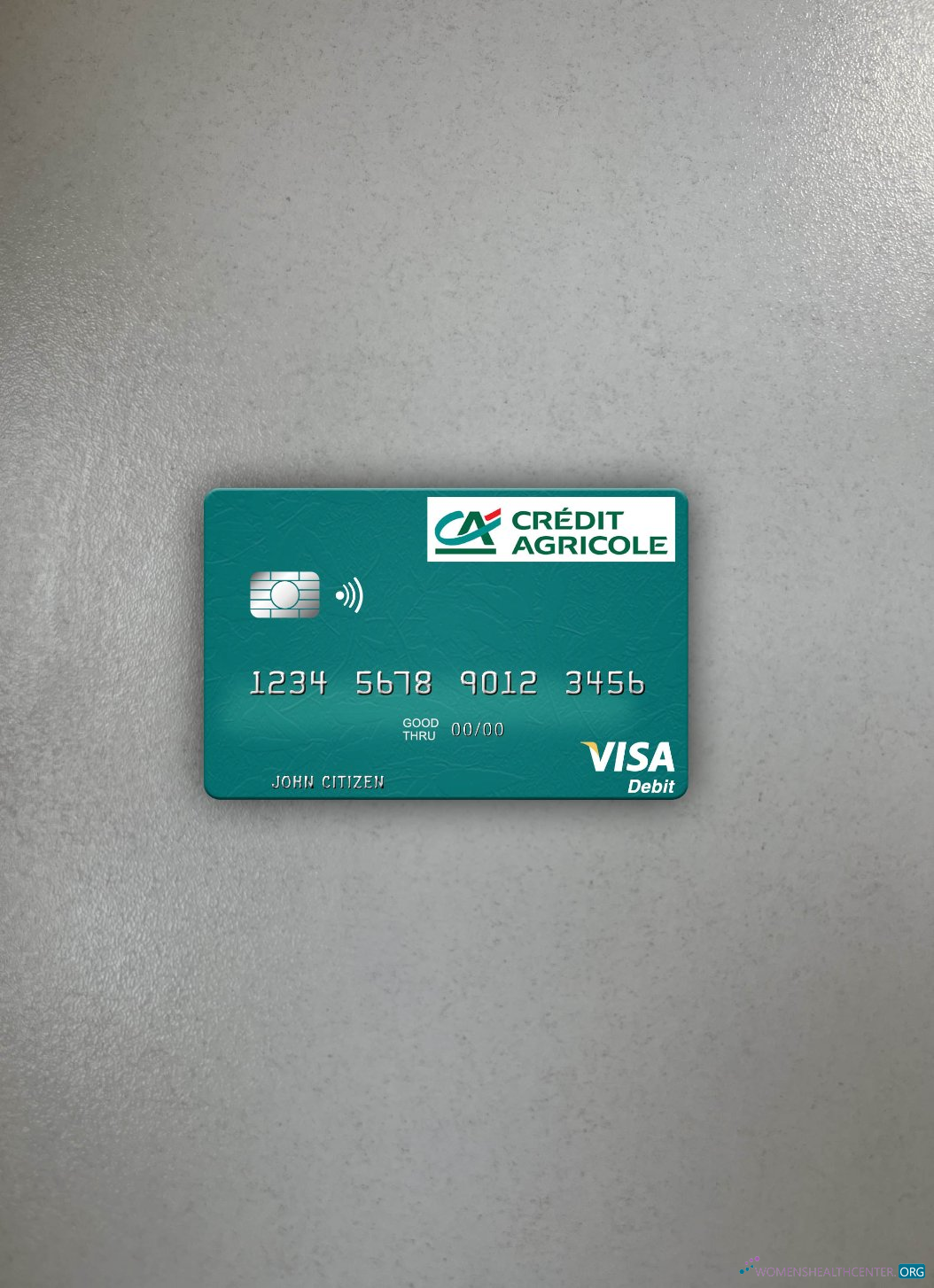 Realistische Herunterladen Frankreich Kredit Agricole Bank Visa Debit Karte Foto-Look Vorderseite Photoshop Vorlage