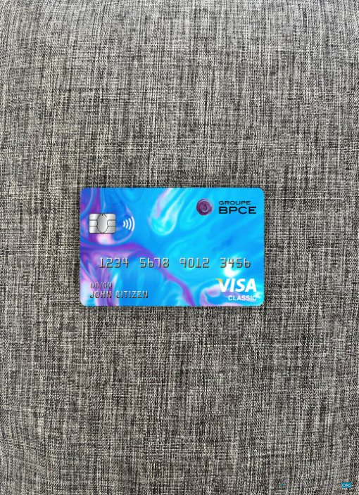 Professionelle Herunterladen Frankreich Groupe BPCE Bank Visa Classic Karte Foto-Look Vorderseite Photoshop Vorlage