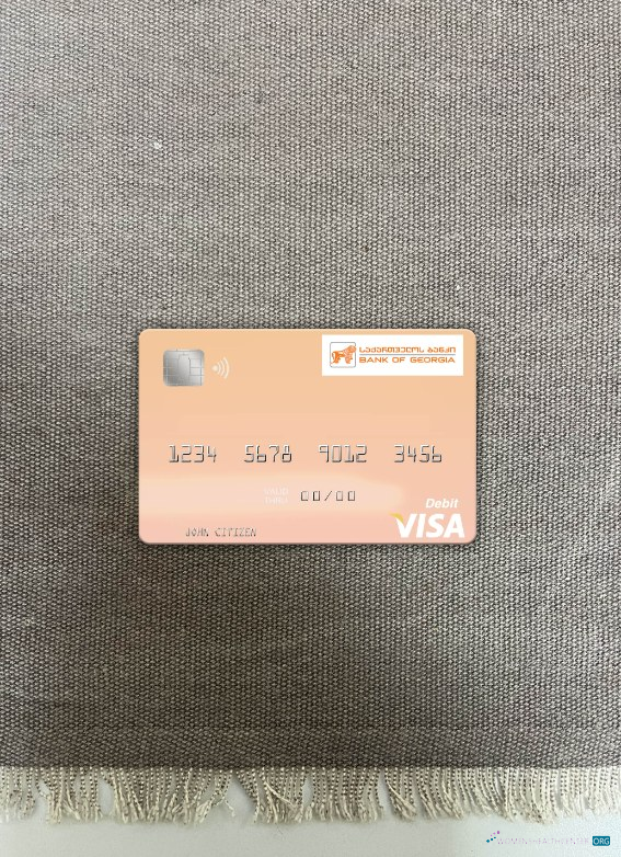 Realistische Herunterladen Georgien Bank von Georgien Visa Debit Karte Foto-Look Vorderseite Photoshop Vorlage