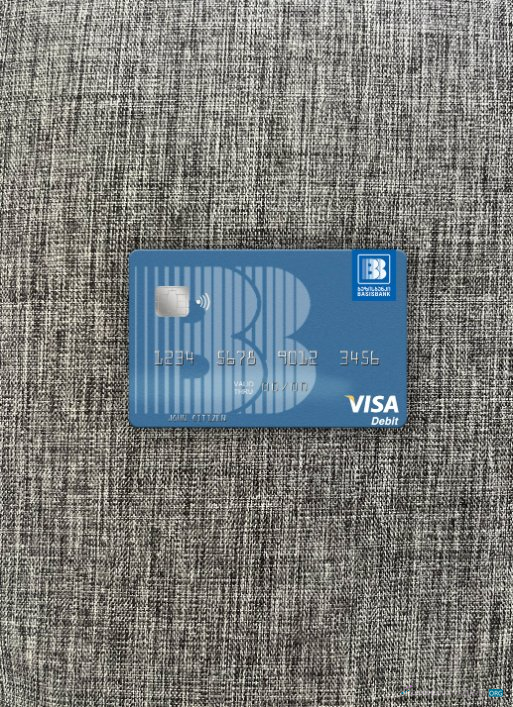 Realistische Herunterladen Georgien Basis Bank Visa Debit Karte Foto-Look Vorderseite Photoshop Vorlage
