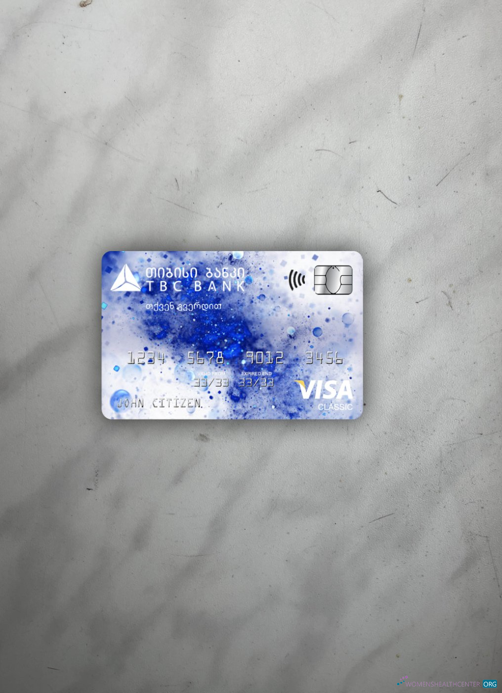 Hochwertige Herunterladen Georgien TBC Bank Visa Classic Karte Foto-Look Vorderseite Photoshop Vorlage