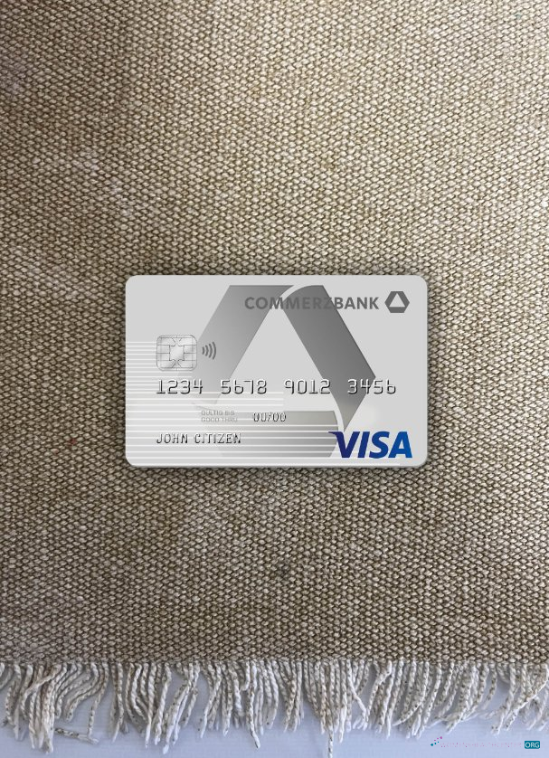 Professionelle Herunterladen Deutschland Commerzbank Visa Karte Foto-Look Vorderseite Photoshop Vorlage