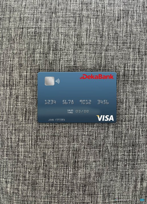 Editierbare Herunterladen Deutschland Deka Bank Visa Karte Foto-Look Vorderseite Photoshop Vorlage