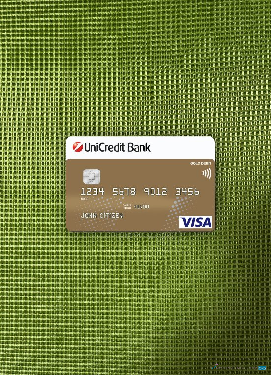 Editierbare Herunterladen Deutschland UniCredit Bank VISA Kredit Karte Foto-Look Vorderseite Photoshop Vorlage