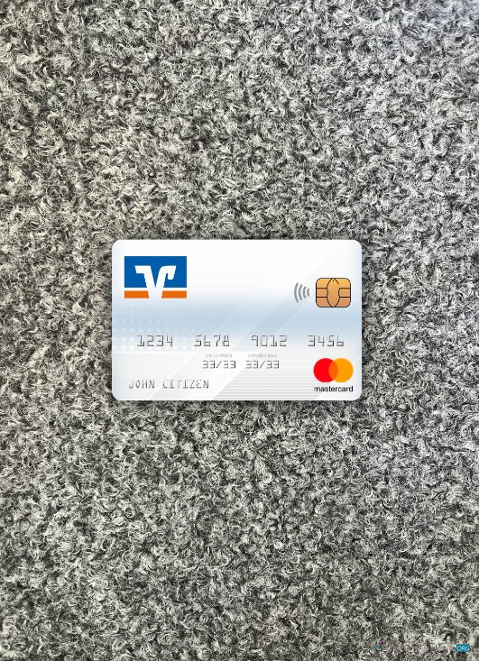Realistische Herunterladen Deutschland Volksbank Mastercard Foto-Look Vorderseite Photoshop Vorlage