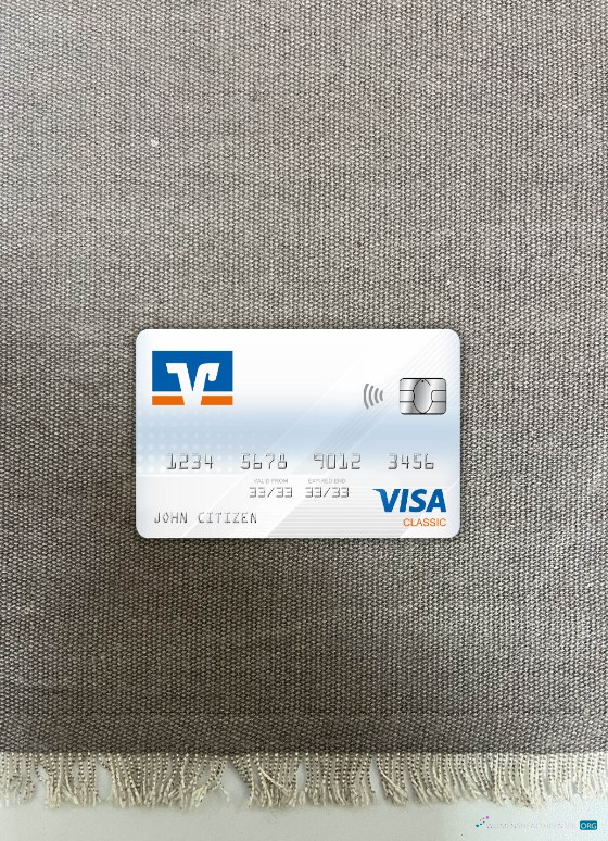 Premium Herunterladen Deutschland Volksbank Visa Classic Karte Foto-Look Vorderseite Photoshop Vorlage