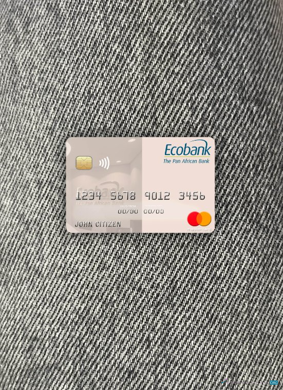 Editierbare Herunterladen Ghana Ecobank Ghana Mastercard Foto-Look Vorderseite Photoshop Vorlage