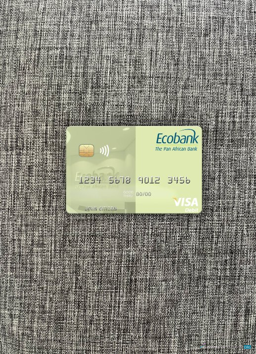 Hochwertige Herunterladen Ghana Ecobank Ghana Visa Debit Karte Foto-Look Vorderseite Photoshop Vorlage