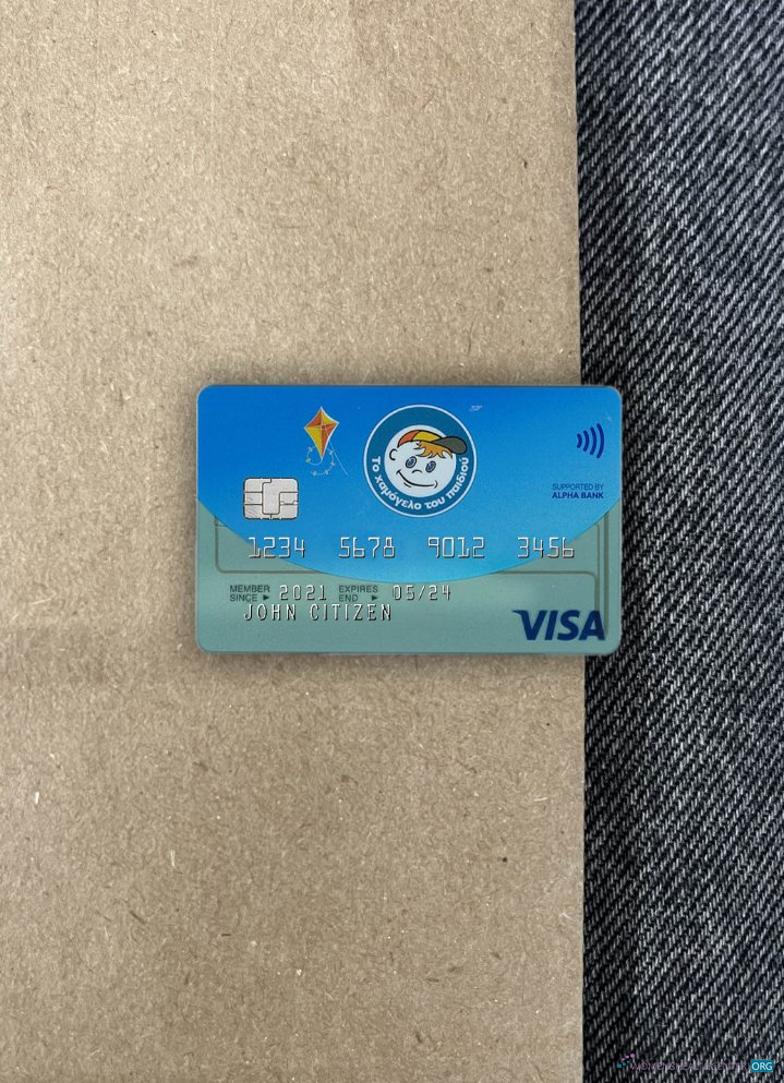 Realistische Herunterladen Griechenland Alpha Bank Visa Karte Version 2 Foto-Look Vorderseite Photoshop Vorlage